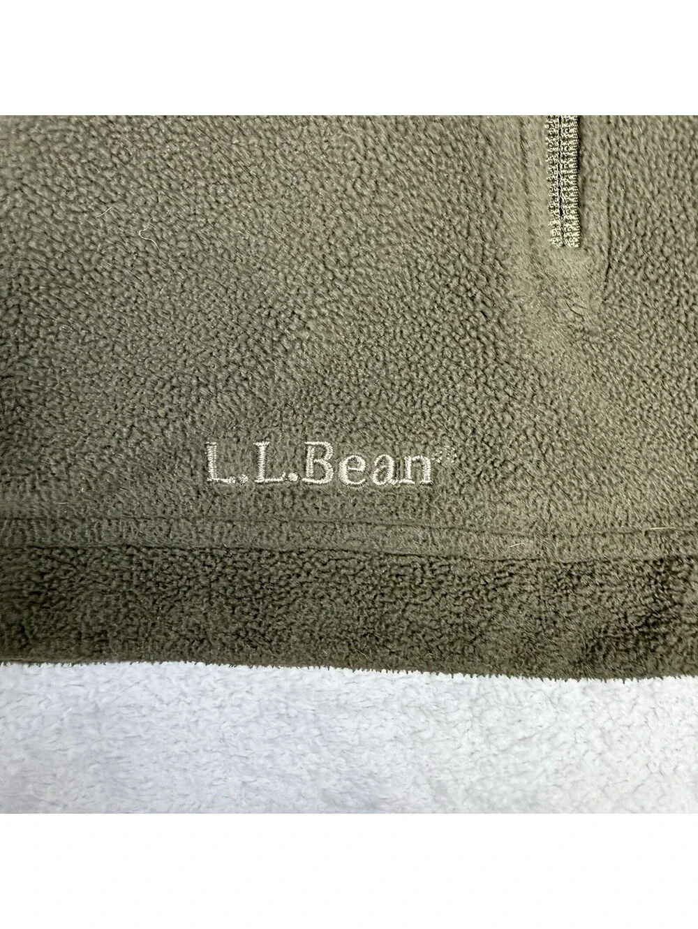 LL Bean Fleece Vest Mens XL Tall Green Full Zip Mock Neck Pockets